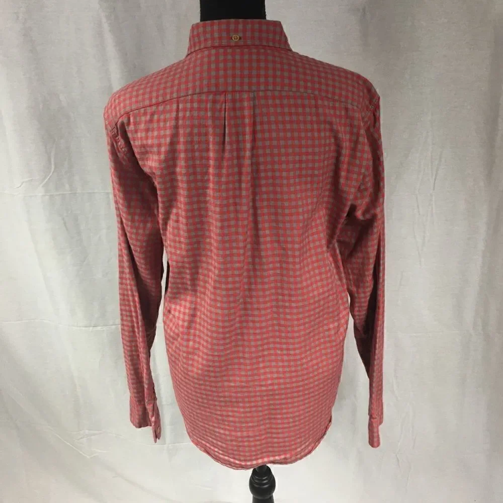 J. Crew Plaid Five Button Down Shirt Medium red gray Slim long sleeves f…